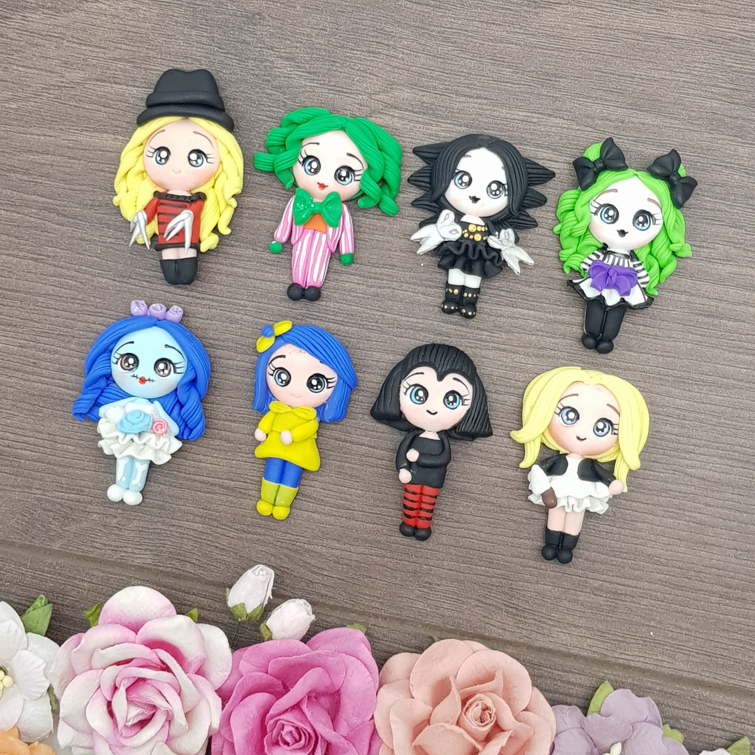 Spooky Halloween girls - Handmade Flatback Clay Bow Centre