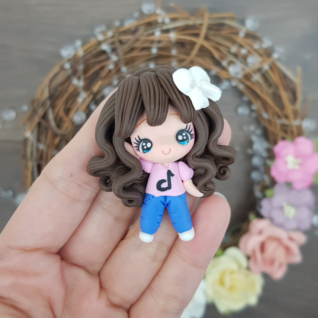 Dancing tok girl - Handmade Flatback Clay Bow Centre