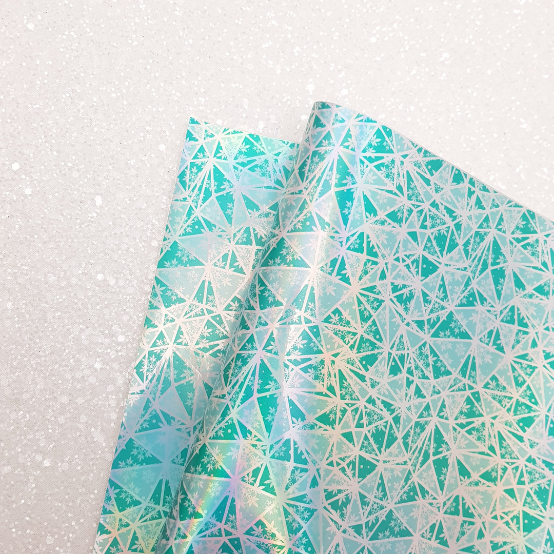Holographic winter gem - faux vegan Leather vinyl