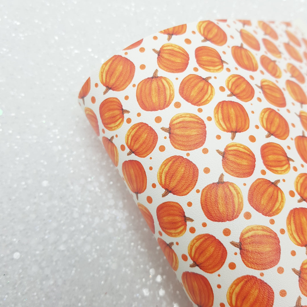 Pumpkin - Leatherette vinyl - canvas - choose Fabric material Sheets