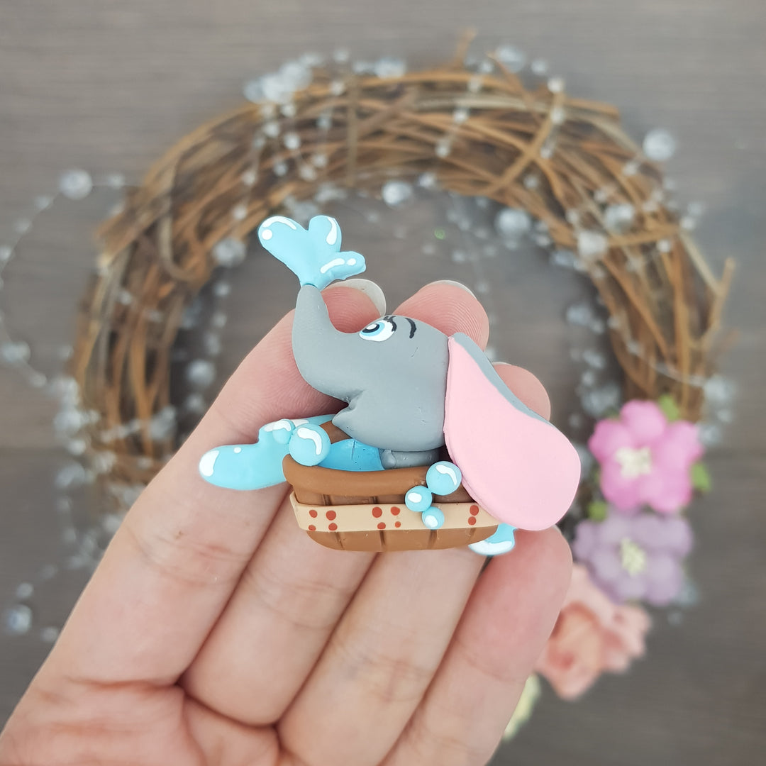 elephant - Handmade Flatback Clay Bow Centre
