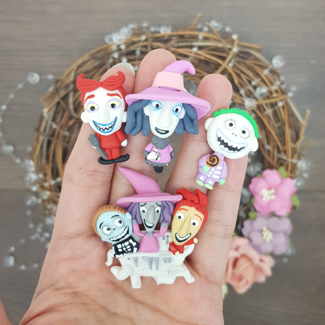 halloween night friends - Handmade Flatback Clay Bow Centre
