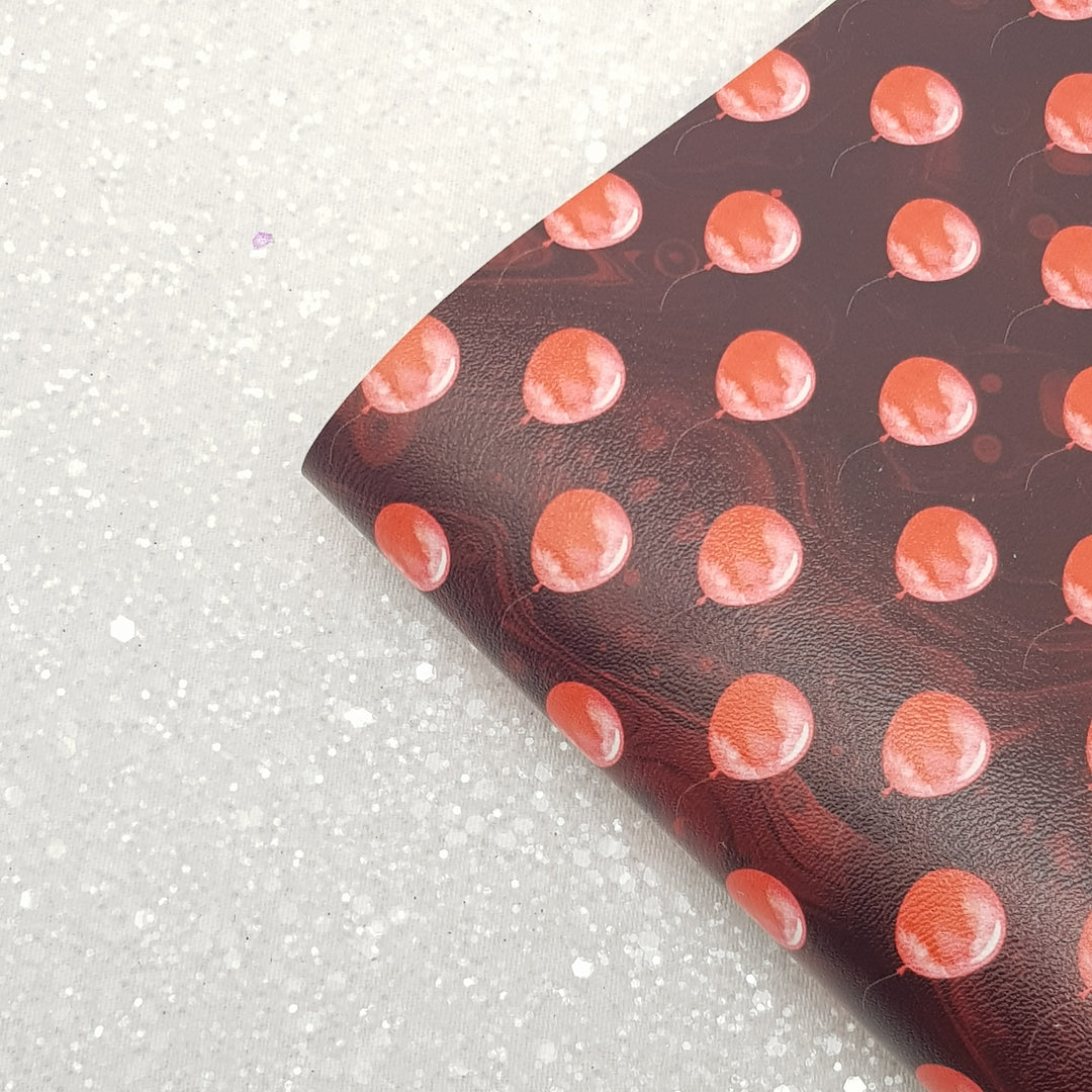 red balloon - Pu Leather vinyl - canvas - choose Fabric material Sheets