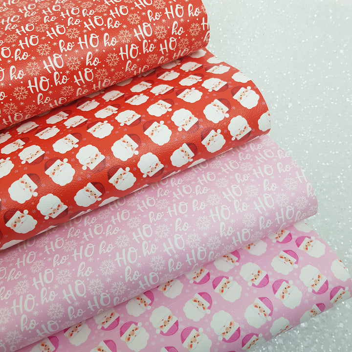 santa hohoho - Pu Leather vinyl - canvas - choose Fabric material Sheets