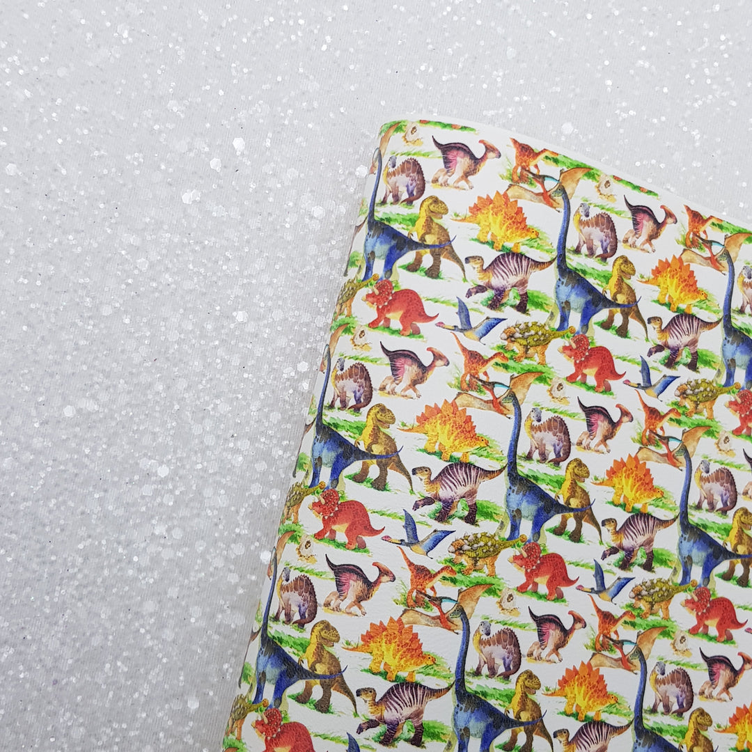 dinosaur  - Pu Leather vinyl - canvas - choose Fabric material Sheets