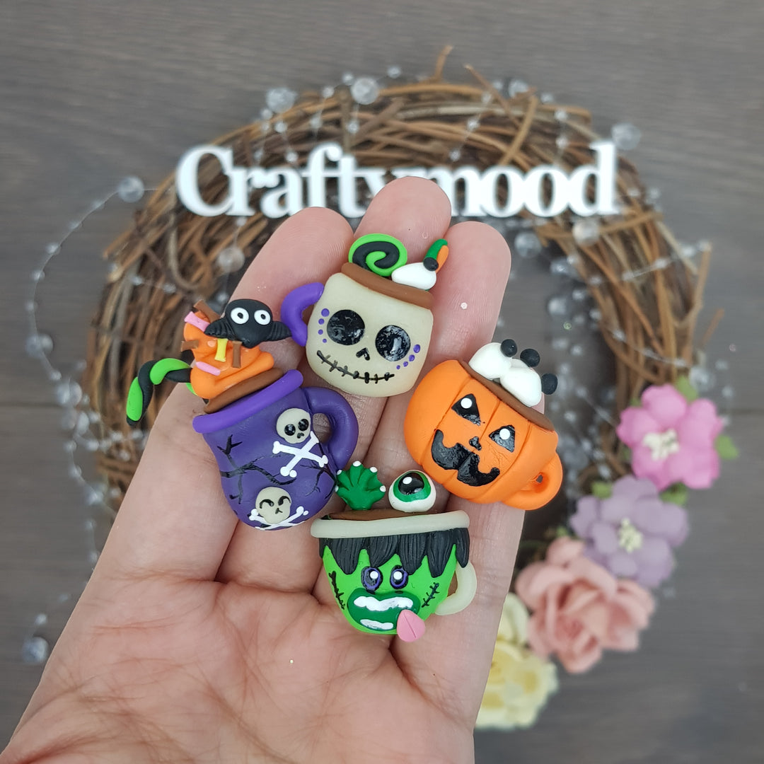 Halloween cup - Handmade Flatback Clay Bow Centre