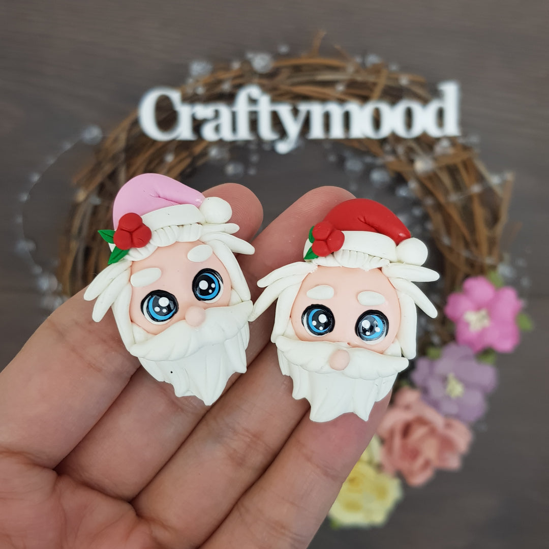 Christmas Santa head - Embellishment Clay Bow Centre
