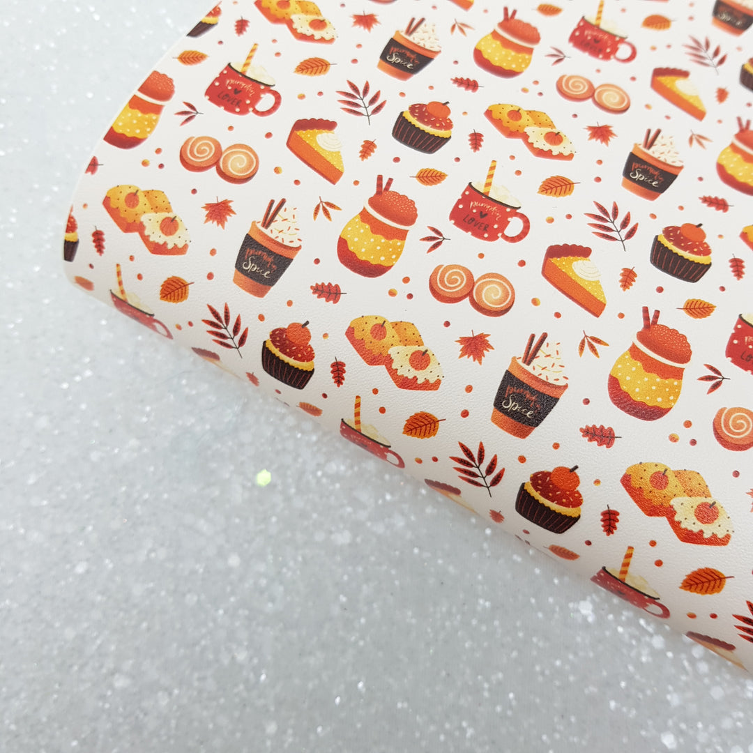 pumpkin latte  - Pu Leather vinyl - canvas - choose Fabric material Sheets
