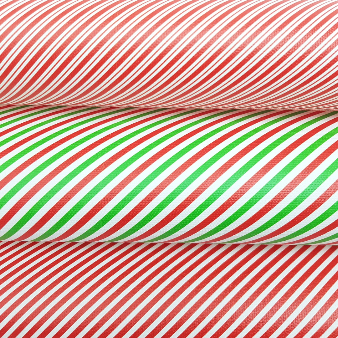 Christmas candy cane stripe sweet xmas   - Leatherette vinyl - canvas - choose Fabric material Sheets