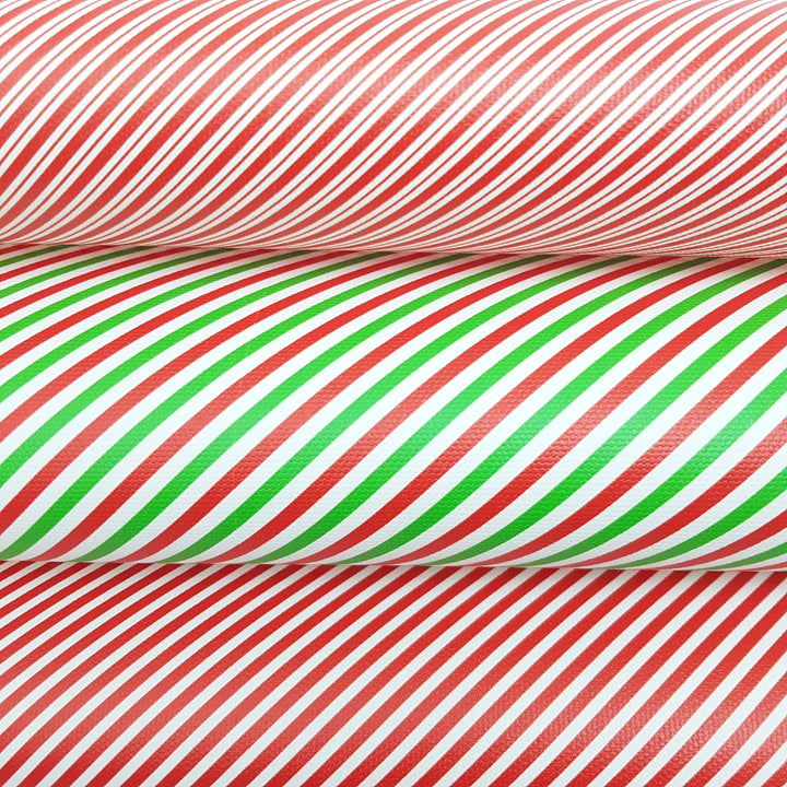 Christmas candy cane stripe sweet xmas   - Leatherette vinyl - canvas - choose Fabric material Sheets