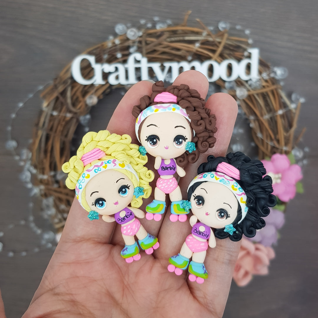 Roller skate girls - Embellishment Clay Bow Centre