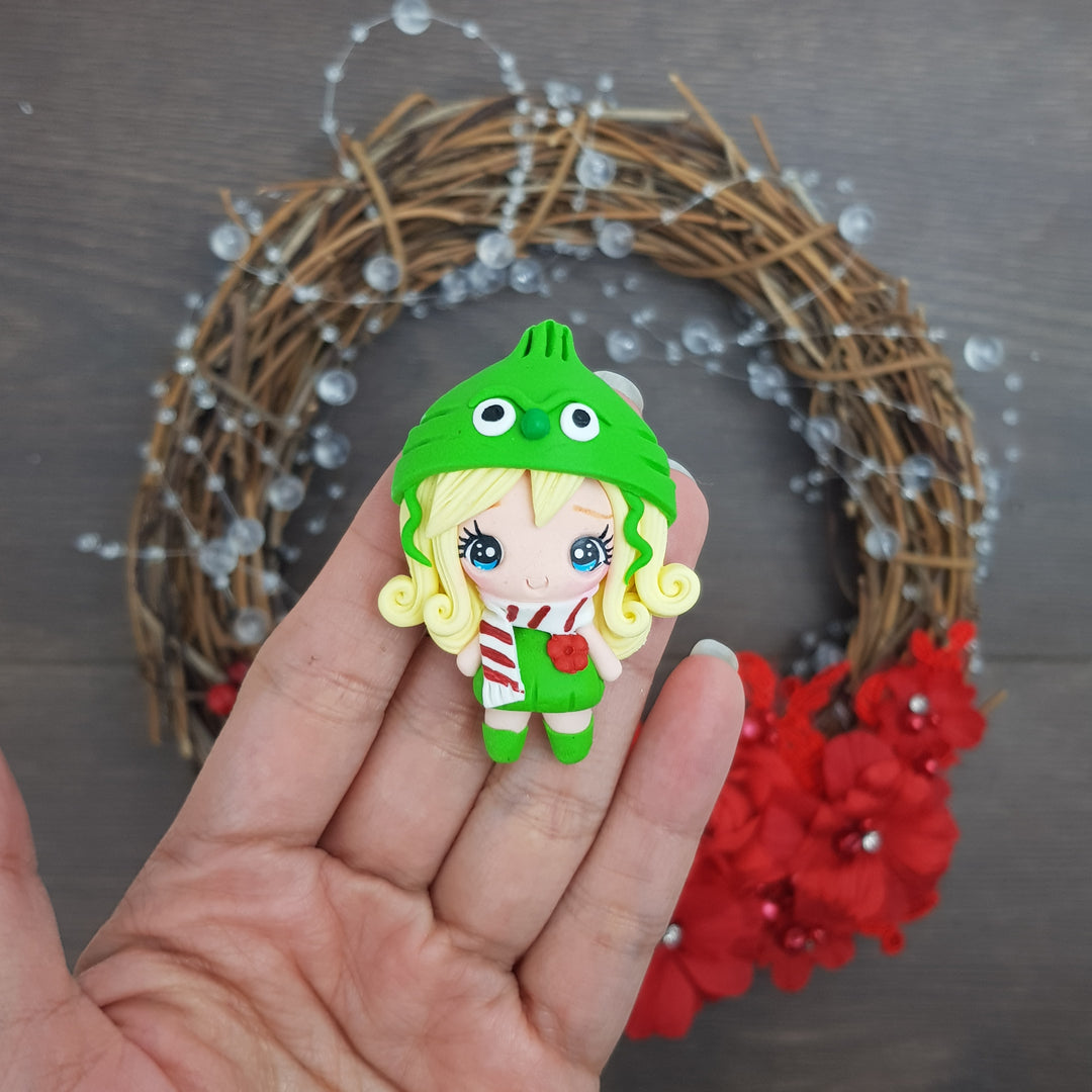 Dressing up Christmas monster girl - Embellishment Clay Bow Centre