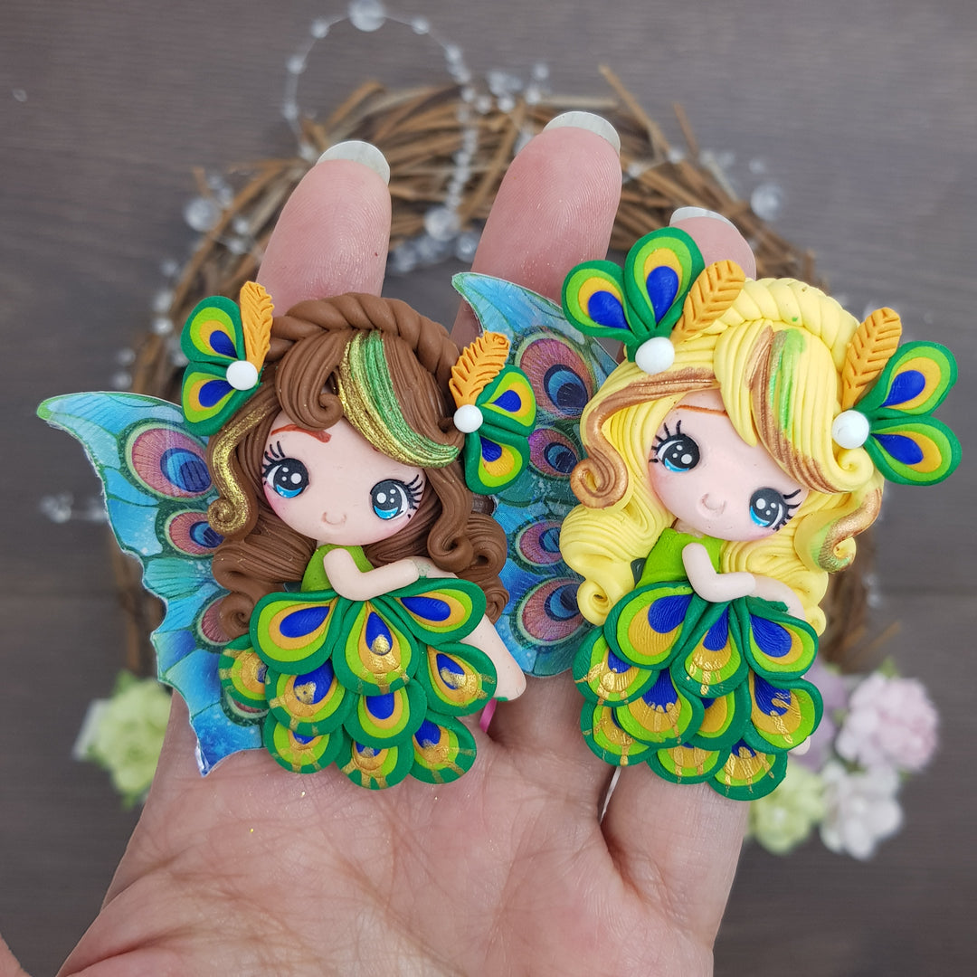 Peacock fairy - Embellishment Clay Bow Centre
