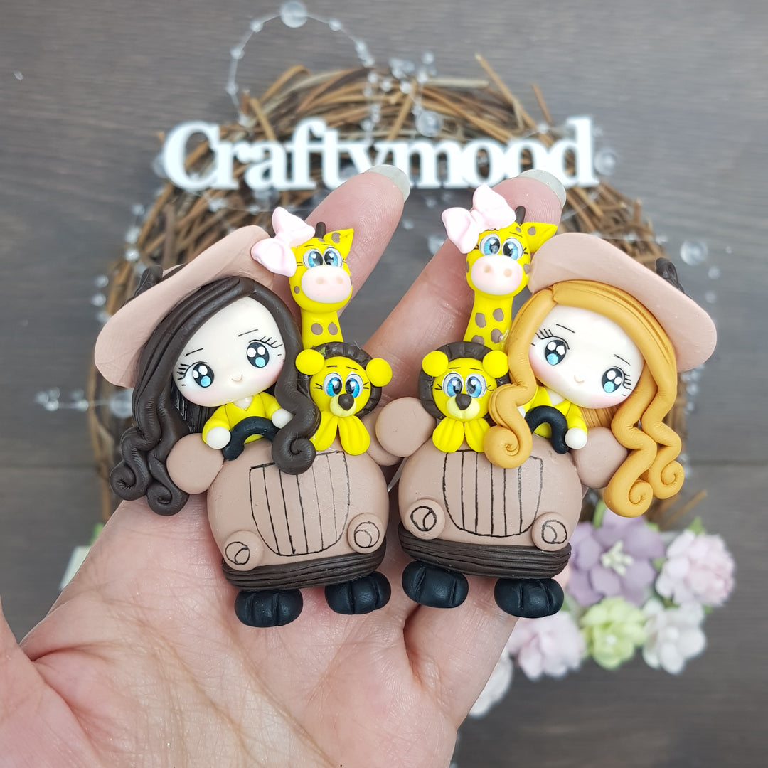 Safari girl - Handmade Flatback Clay Bow Centre