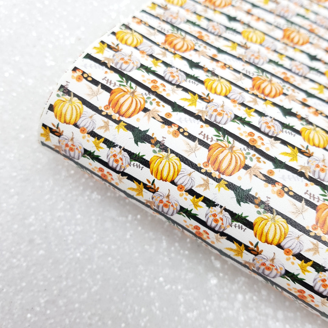 Pumpkin fall - Pu Faux Leather vinyl - canvas - choose Fabric material Sheets