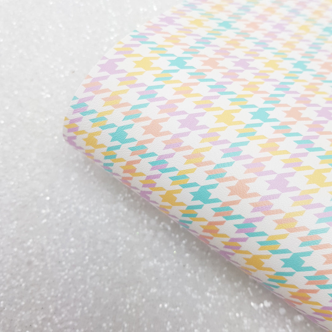 Rainbow checkered pattern - Pu faux Leather vinyl - canvas - choose Fabric material Sheets