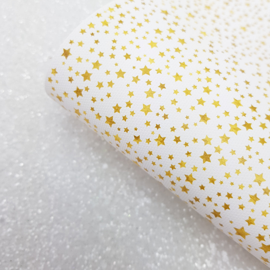 Twinkle stars - Pu faux Leather vinyl - canvas - choose Fabric material Sheets