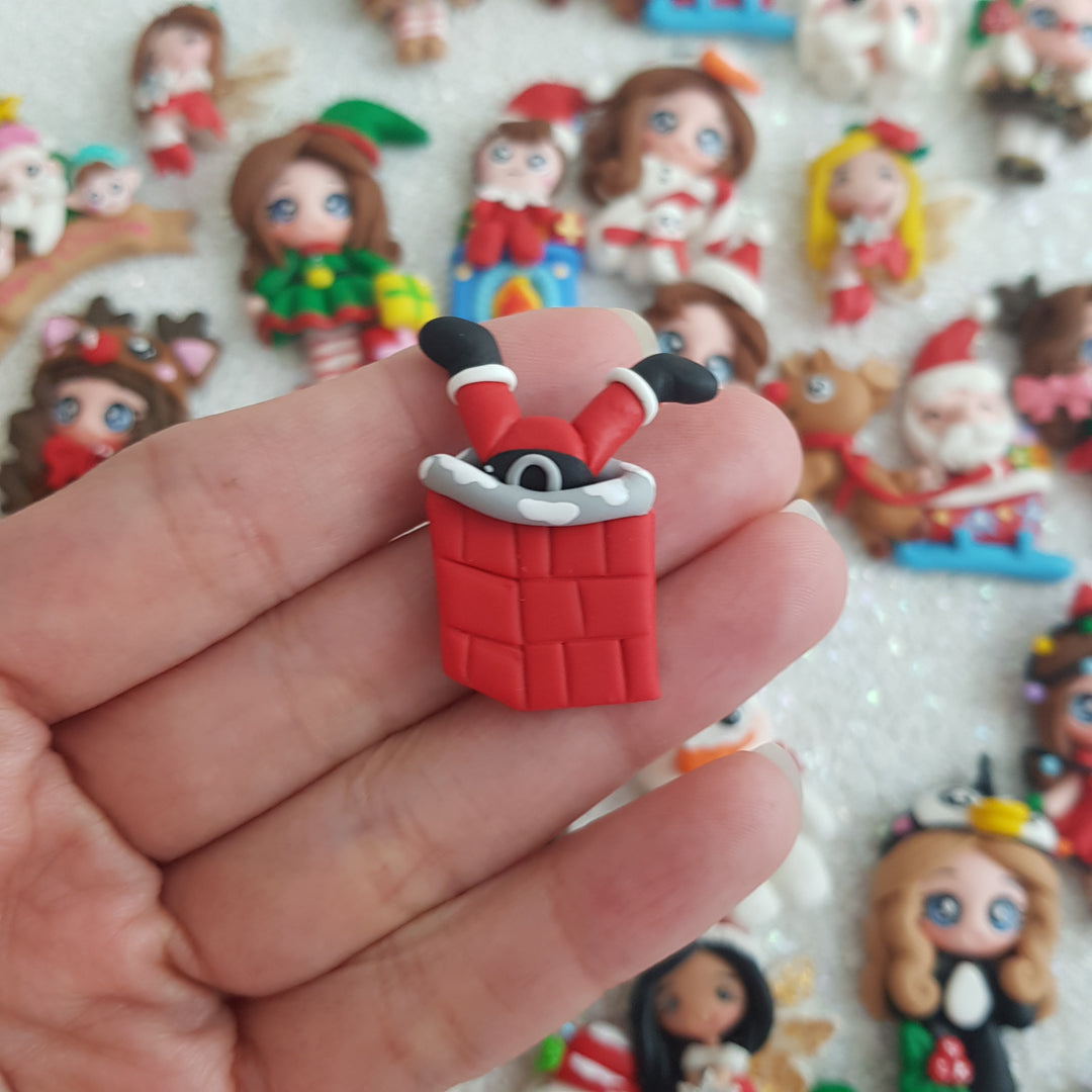 Santa Chimney - Embellishment Clay Bow Centre