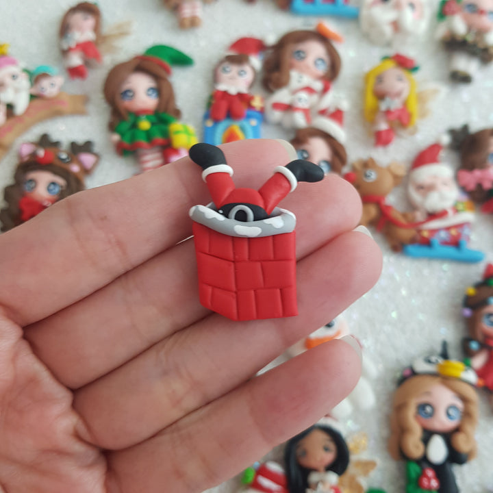 Santa Chimney - Embellishment Clay Bow Centre