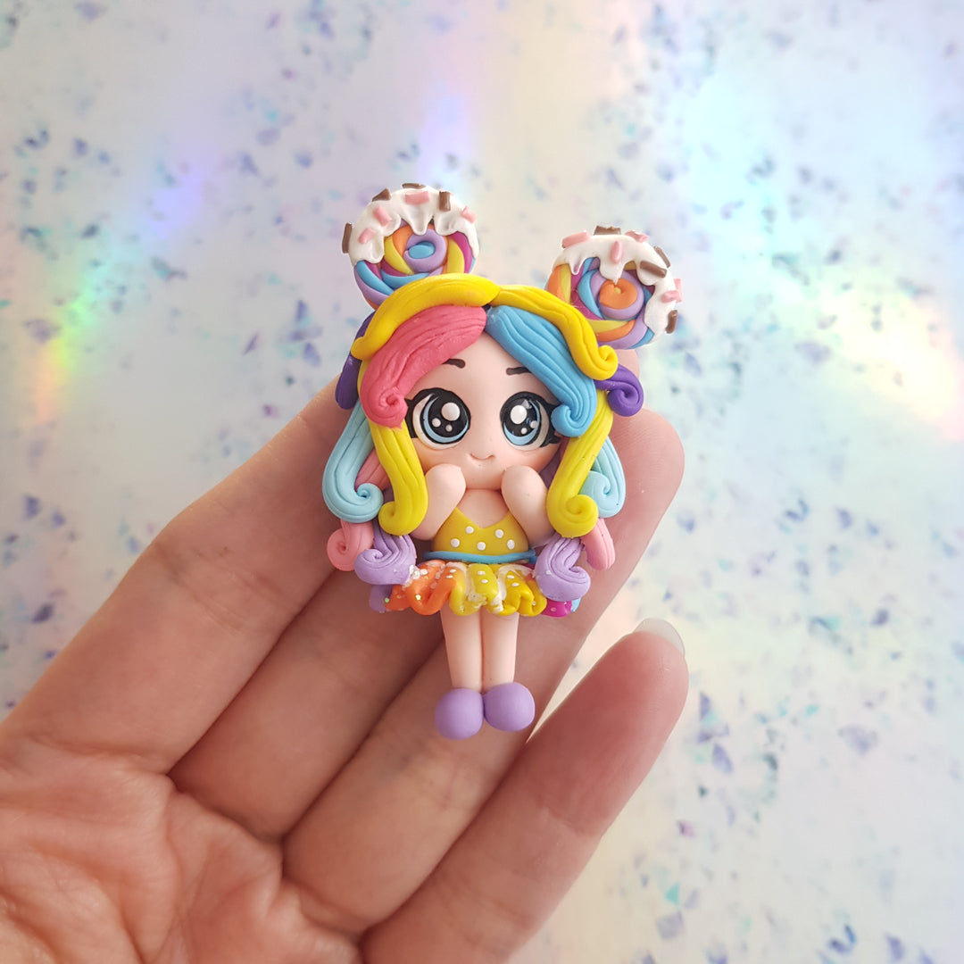 Sweet donut girl - Handmade Flatback Clay Bow Centre