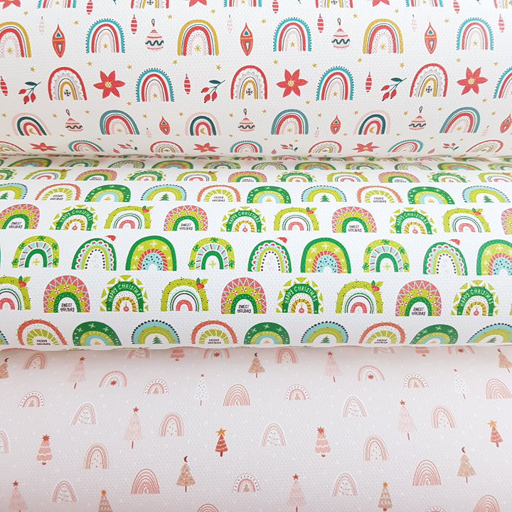 Christmas rainbow   -  faux Leatherette vinyl - canvas - choose Fabric material Sheets