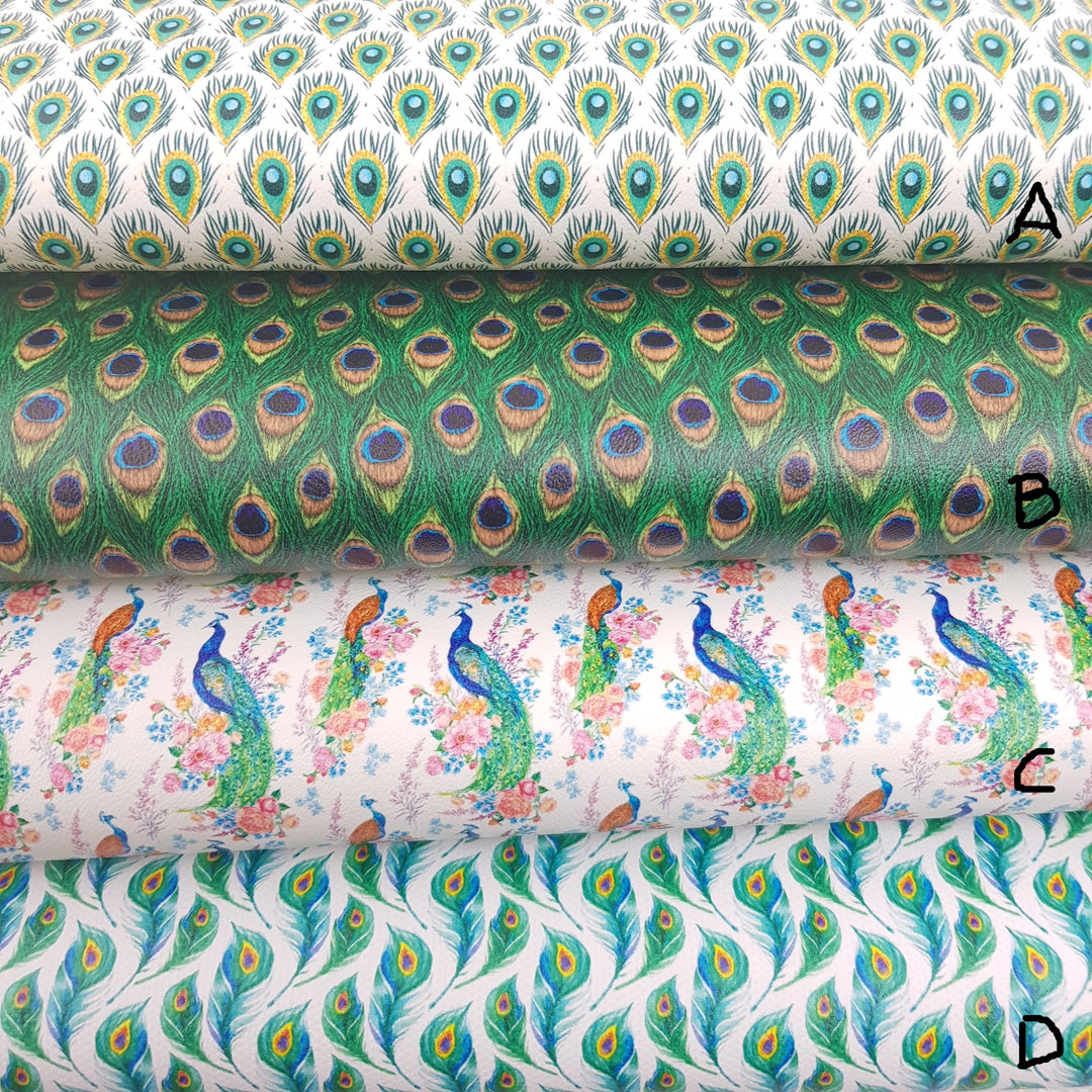 Peacock - Pu Leather vinyl - canvas - choose Fabric material Sheets