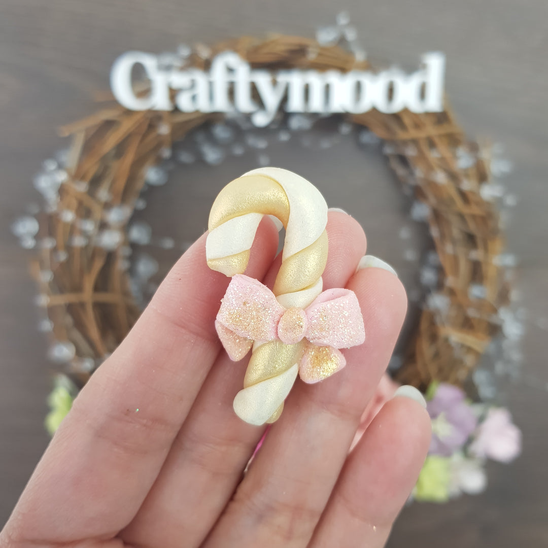 Golden candy cane - Embellishment Clay Bow Centre