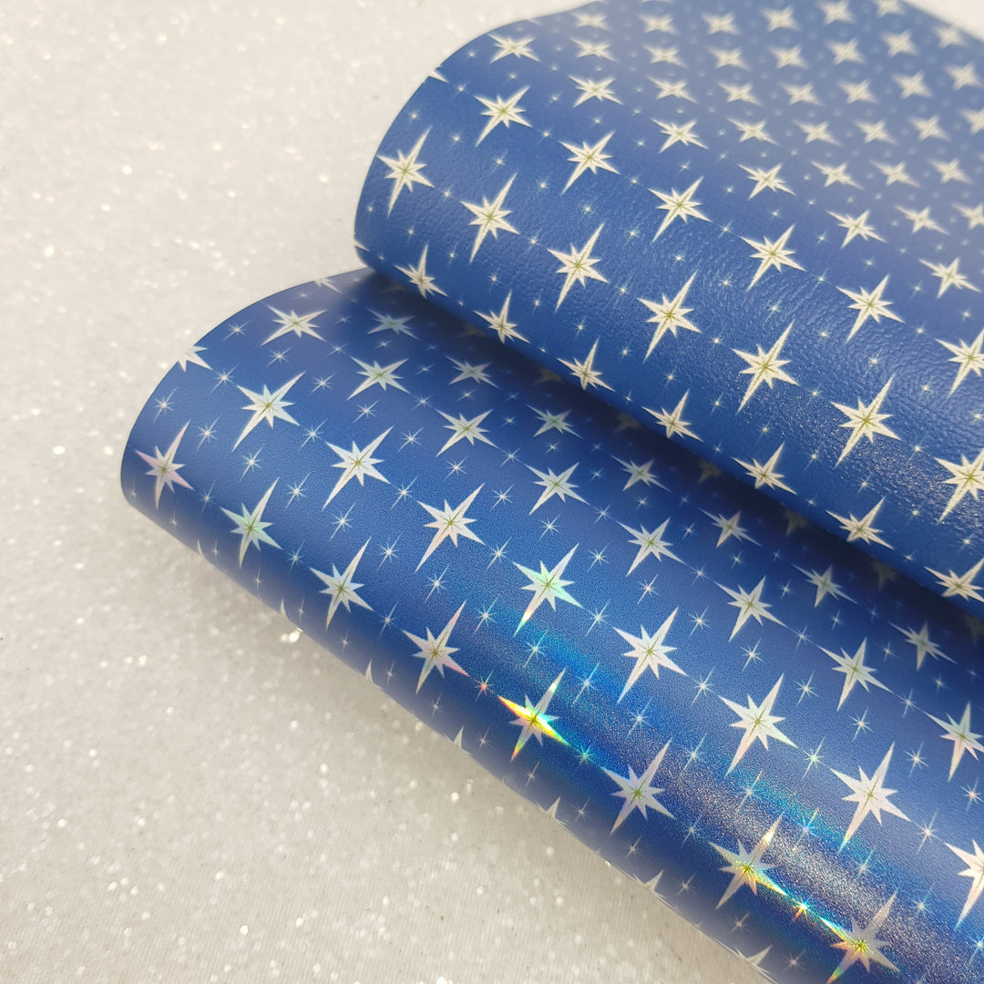 Bethlehem star christmsd nativity - holographic Faux PU Leather vinyl - canvas - choose Fabric material Sheets