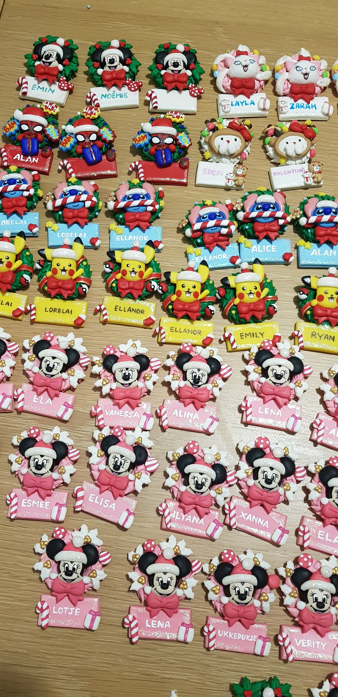 Personalised Christmas plaque - Handmade Flatback Clay Bow Centre