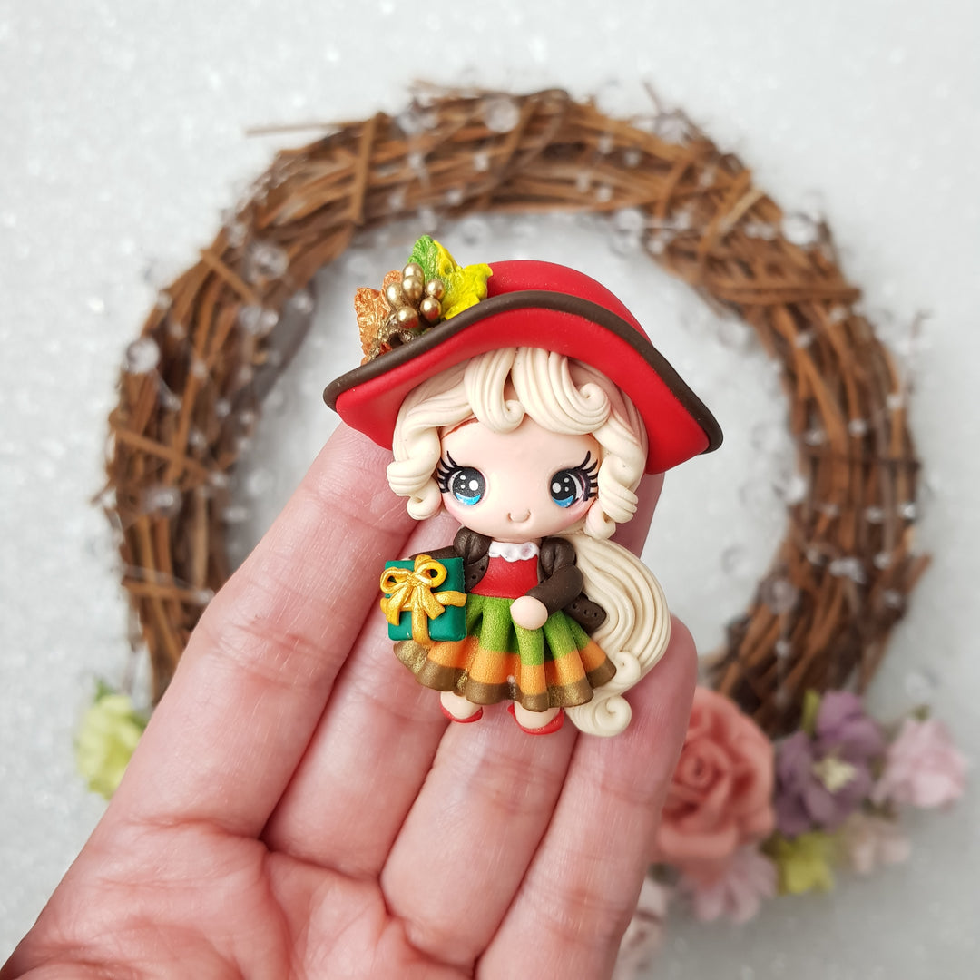 Christmas girl blonde hair - Handmade Flatback Clay Bow Centre