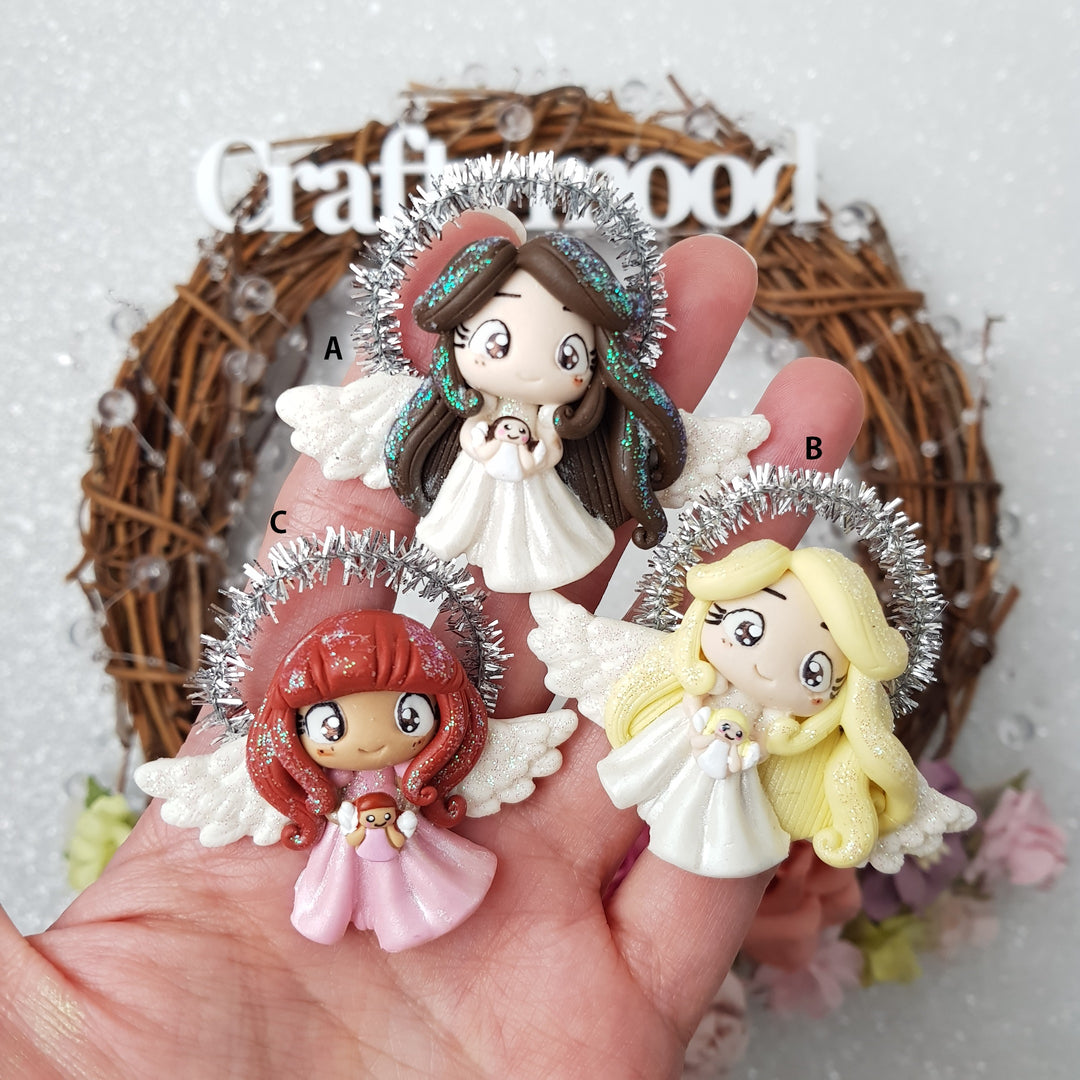 Pretty angels - Handmade Flatback Clay Bow Centre