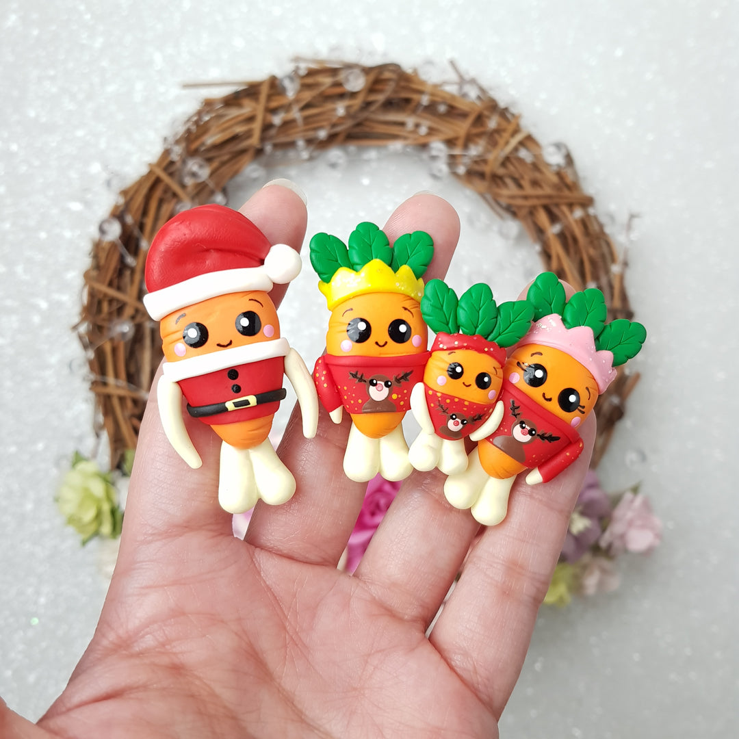 Christmas carrot - Embellishment Clay Bow Centre