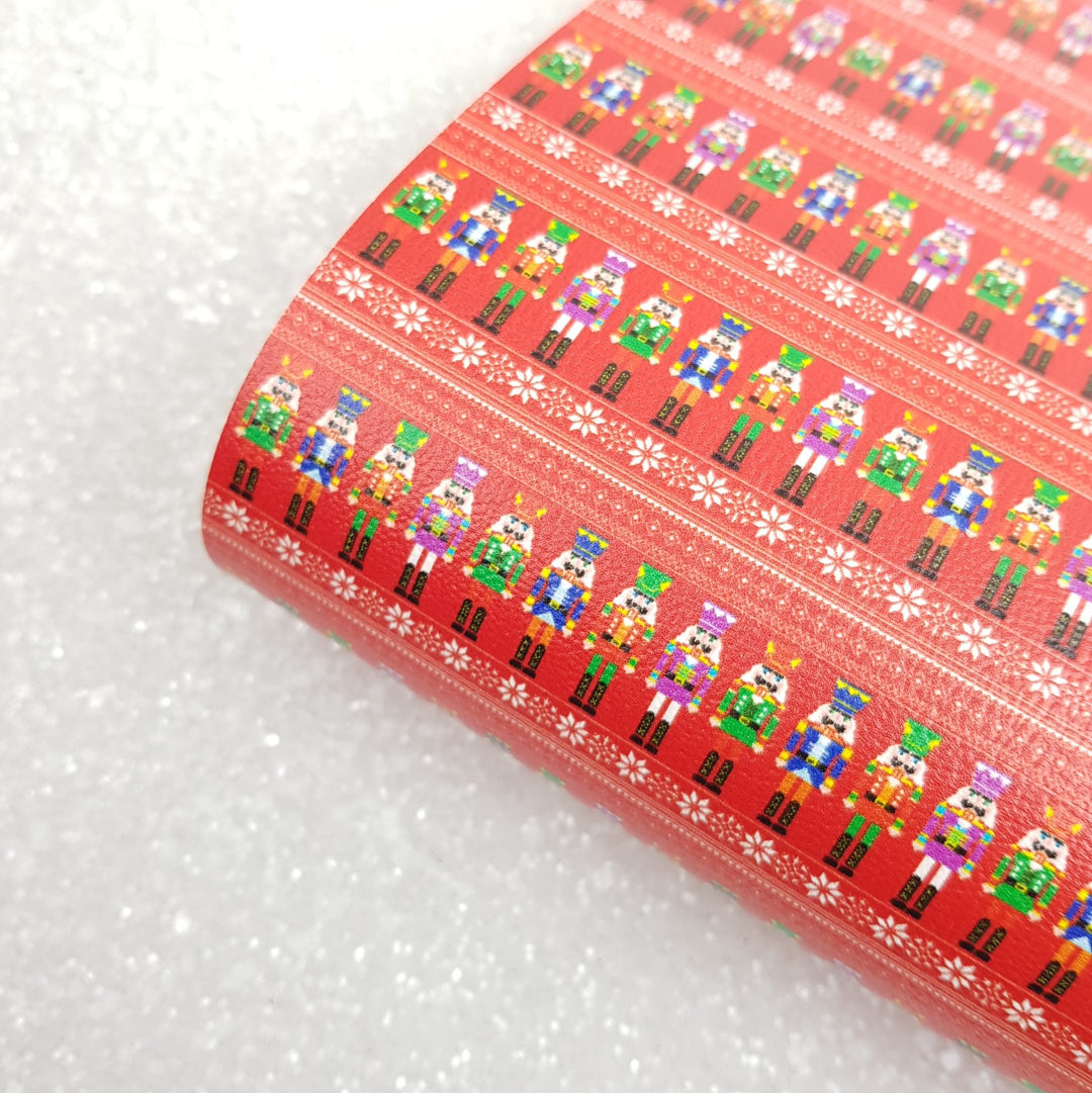 Christmas nutcracker- Leatherette vinyl - canvas - choose Fabric material Sheets