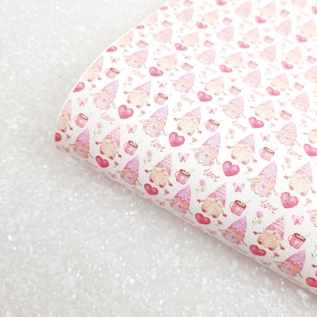 Valentine gonk gnome - Pu Leather vinyl - canvas - choose Fabric material Sheets