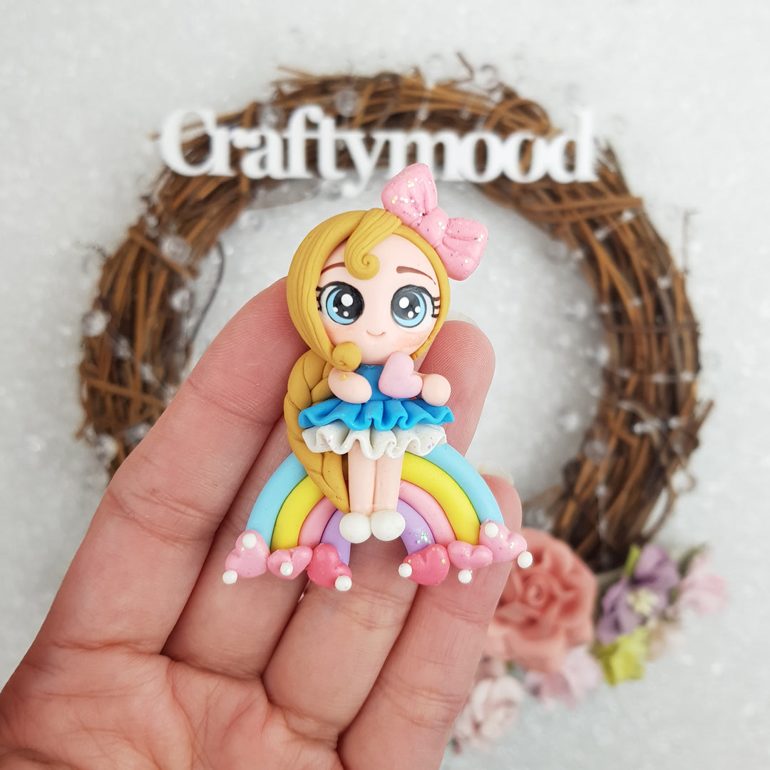 Rainbow Girl - Embellishment Clay Bow Centre