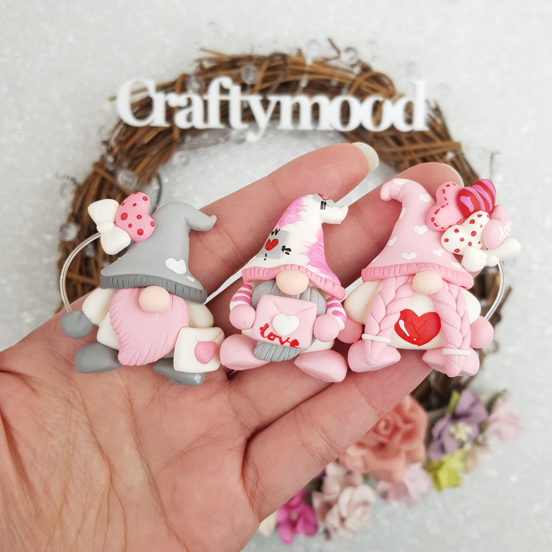 pastel gnome gonk valentine - Embellishment Clay Bow Centre