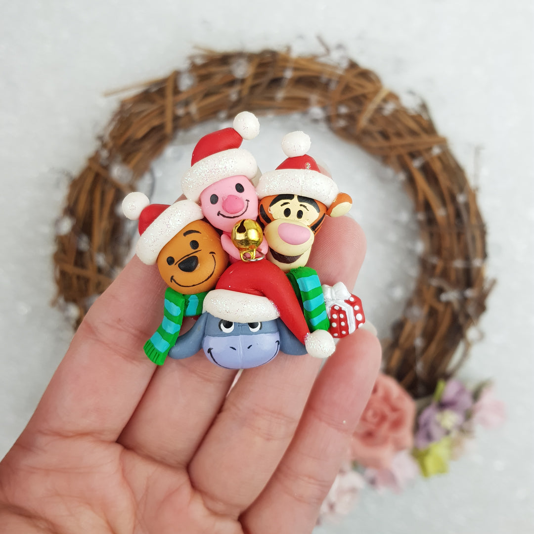 Bear pig tiger christmas - Embellishment Clay Bow Centre