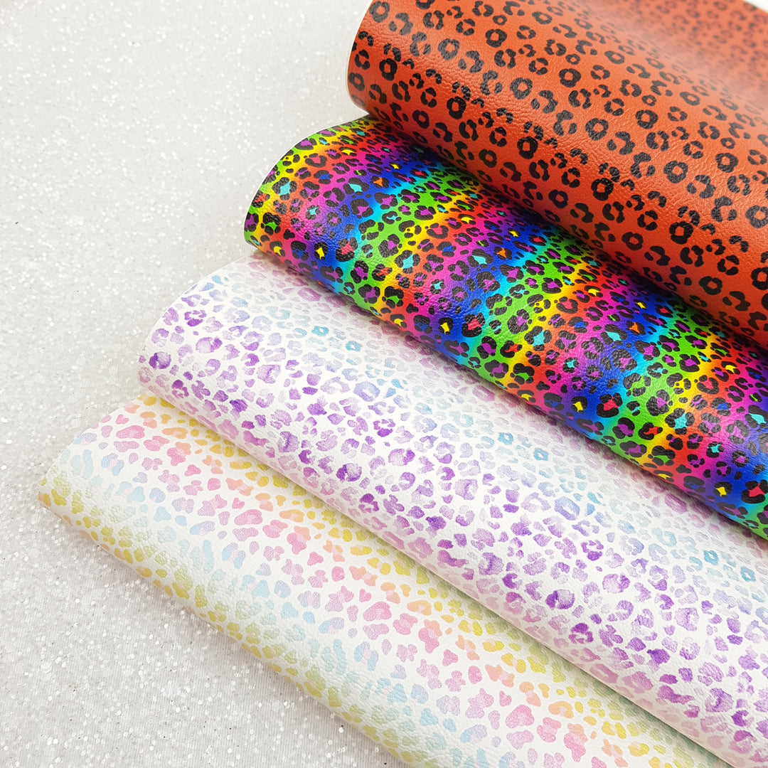 Leopard print cheetah animal print spots  - faux vegan Leather vinyl - canvas - choose Fabric material Sheets