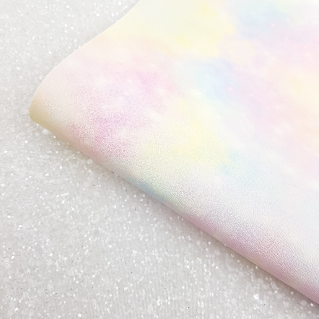 Dinosaur pastel rainbow   - Pu faux Leather vinyl - canvas - choose Fabric material Sheets