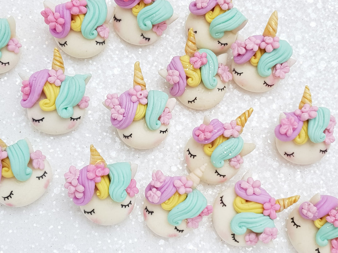 Clay Charm Embellishment - New Sleepy Unicorn Head Rainbow - Crafty Mood