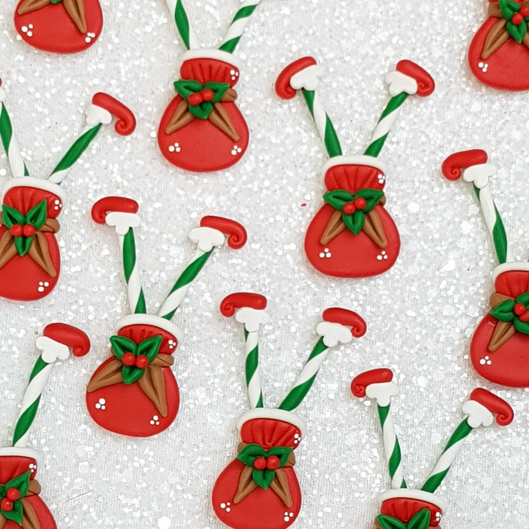 Elf in A Sack - Handmade Flatback Clay Bow Centre - Crafty Mood