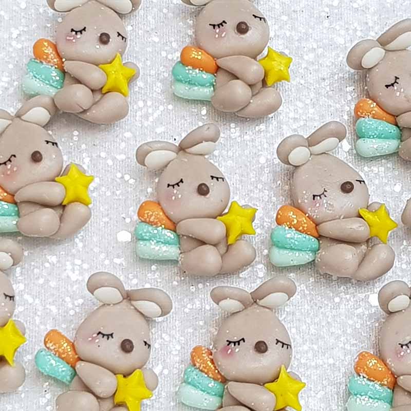 Sale Clay Charm Embellishment - NEW BUNNY STAR - Crafty Mood