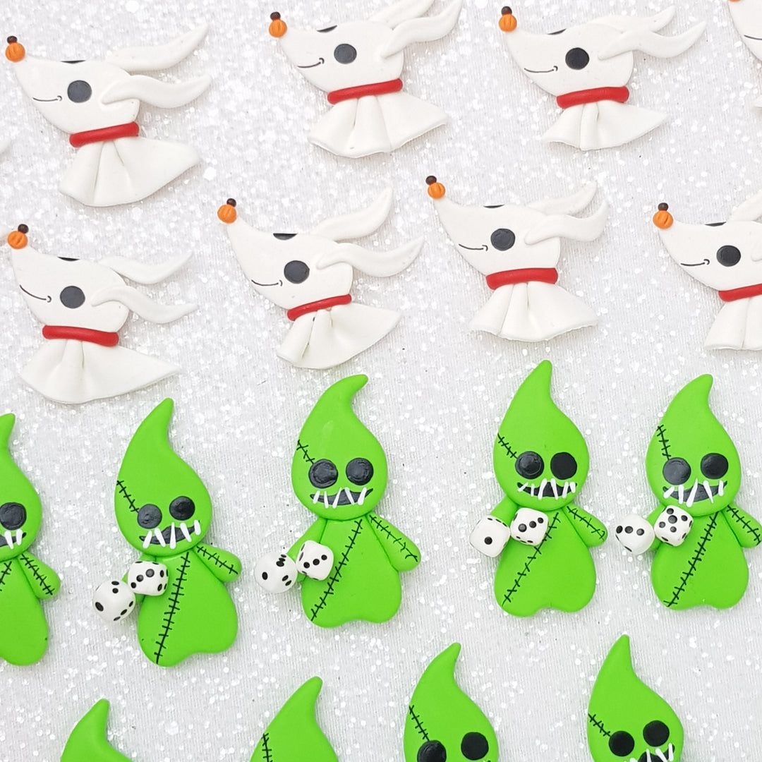 Dog Green Monster - Handmade Flatback Clay Bow Centre - Crafty Mood