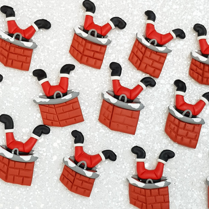 Santa Chimney - Embellishment Clay Bow Centre - Crafty Mood