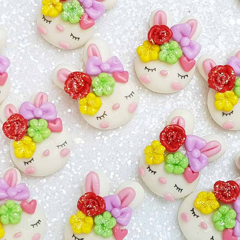 Sale Clay Charm Embellishment - NEW BUNNY HEAD - Crafty Mood