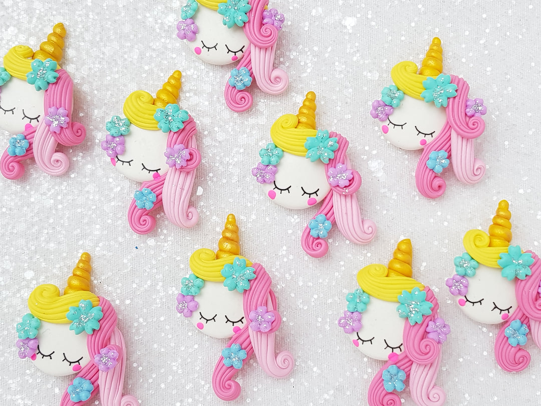 Clay Charm Embellishment - Unicorn Head Pink Delight - Crafty Mood