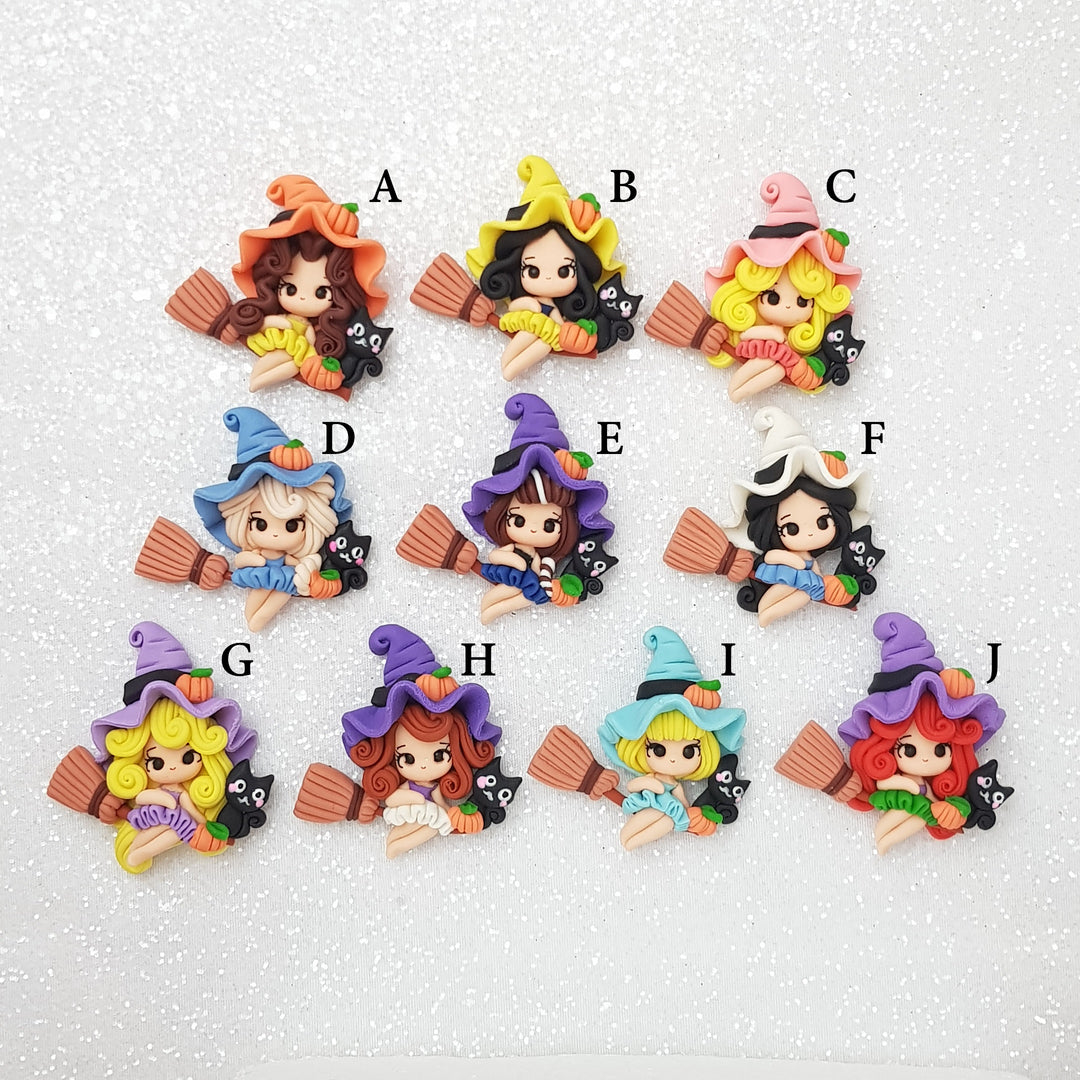 Cute Witch - Embellishment Clay Bow Centre - Crafty Mood