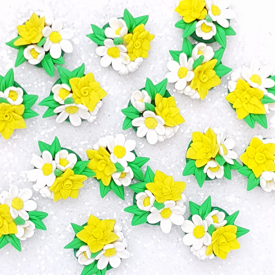 Yellow Flower - Embellishment Clay Bow Centre - Crafty Mood