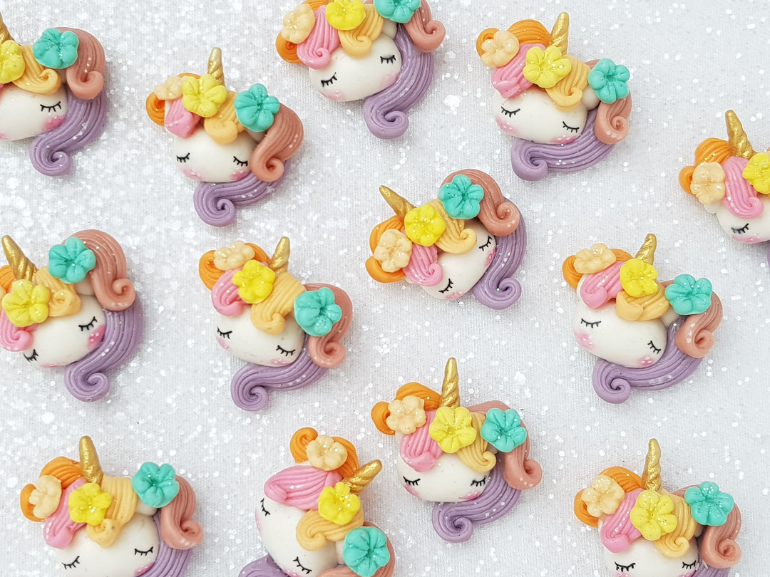 Clay Charm Embellishment - Unicorn Head Rainbow - Crafty Mood