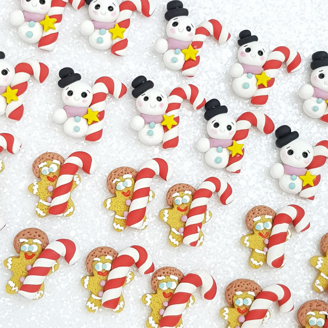 Candycane - Embellishment Clay Bow Centre - Crafty Mood